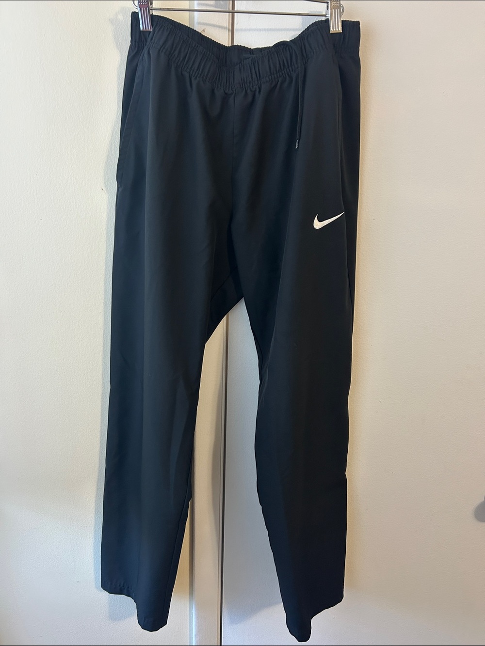Nike Black Men's Lightweight Track Joggers with White Swoosh